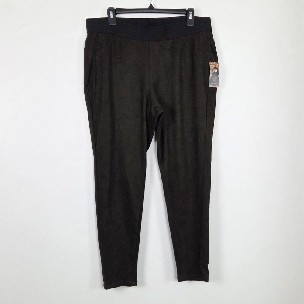 Karen Kane Size 1X Made In USA Brown Faux Suede Leggings